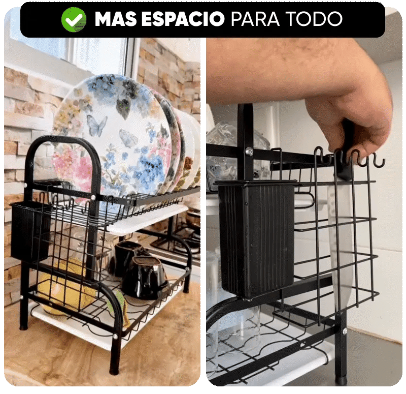 Escurridor De Platos 2 Niveles De Metal Acero Inoxidable
