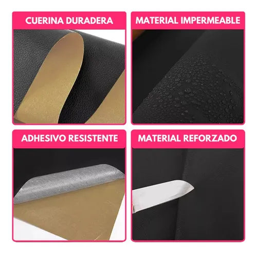 Parche adhesivo de cuero gris 140x50cm para tapizar sillas y sofás