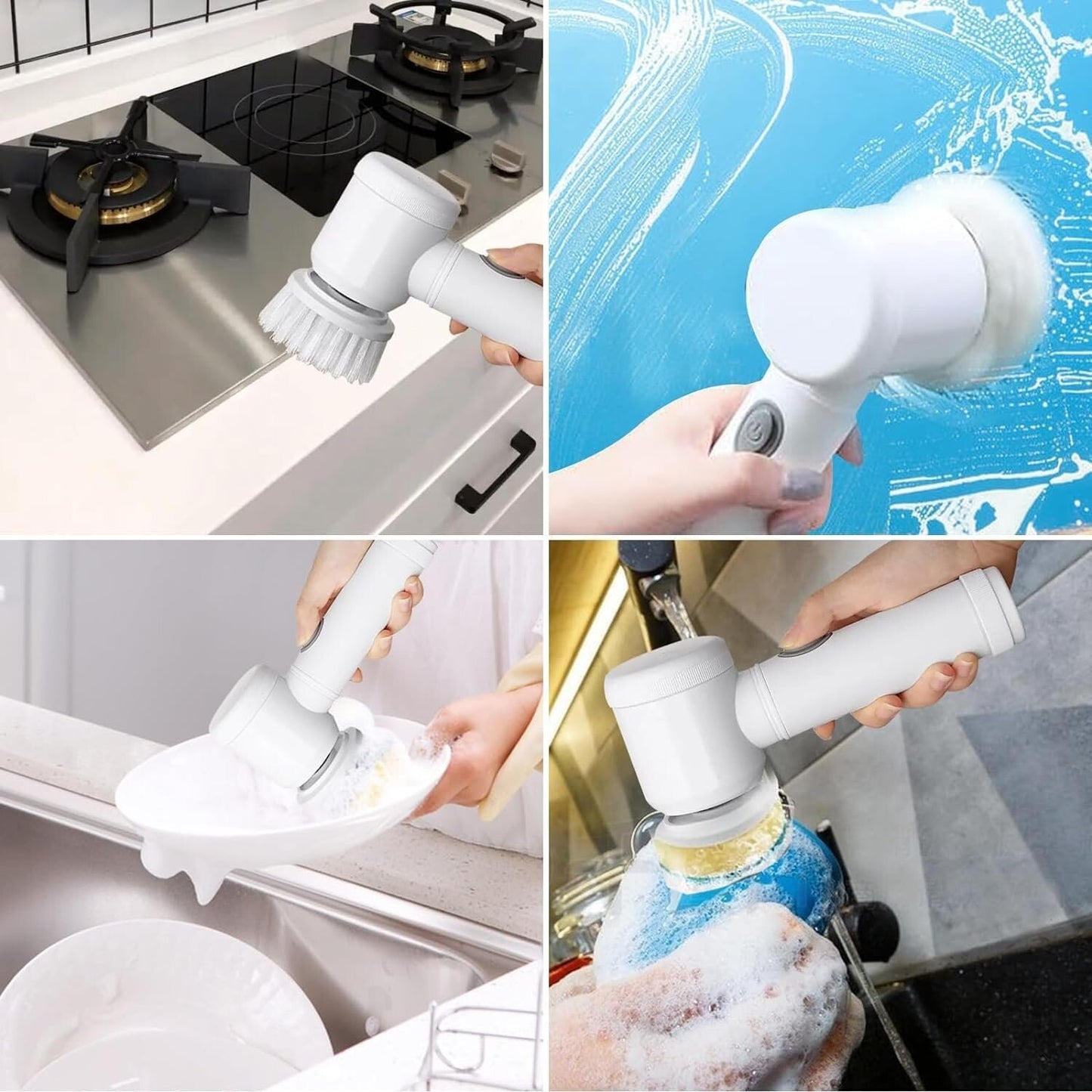Cepillo Giratorio Limpieza Inalámbrico Baño Hongos 3 En 1