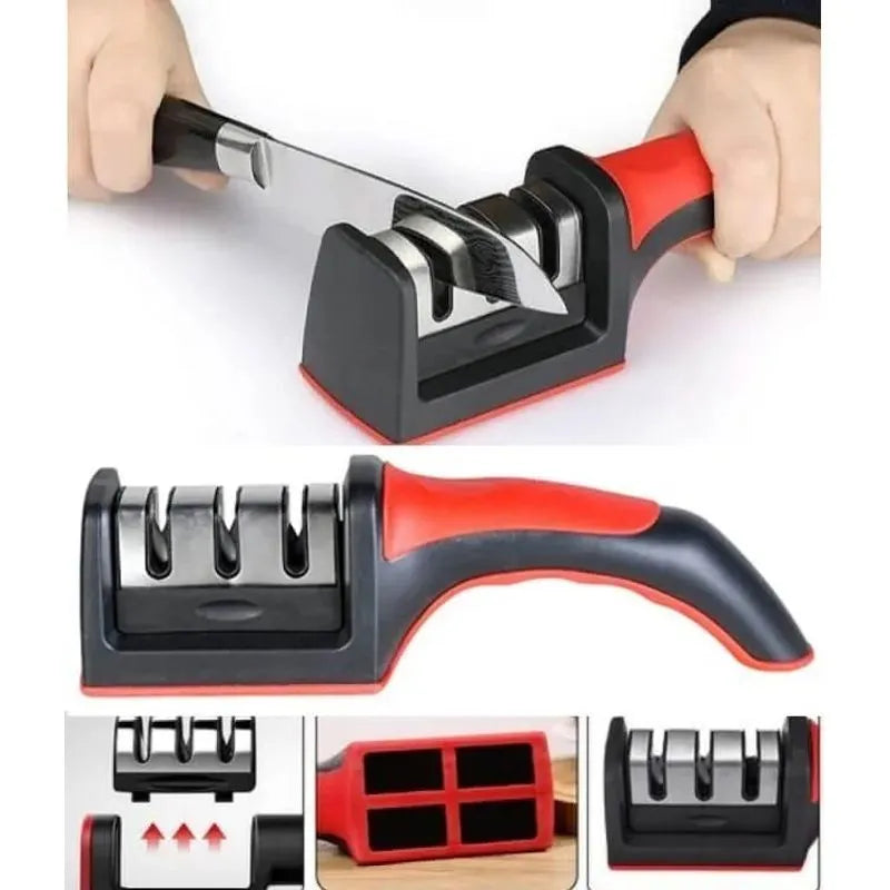 Afilador Manual 3 en 1 para Cuchillos y Tijeras – Afilado Profesional y Preciso