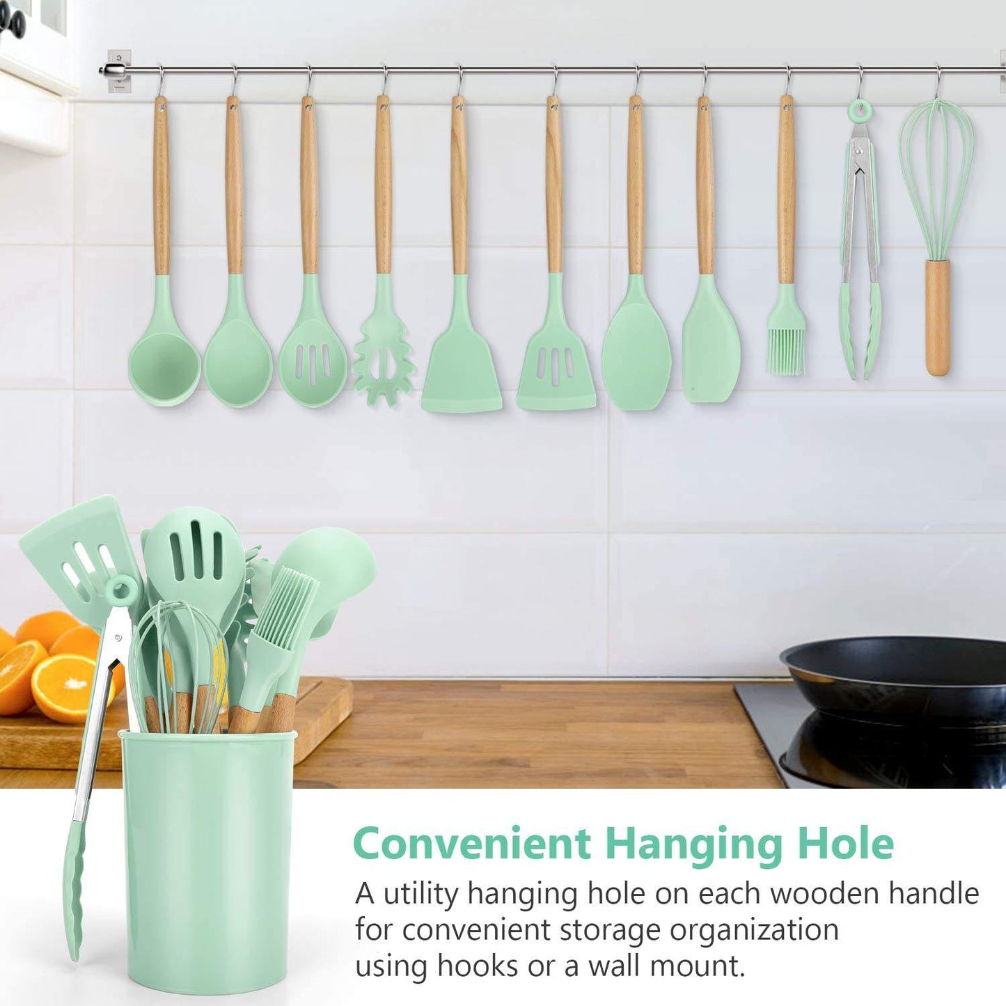 Set 12 Utensillos Cocina Silicona Varios Colores
