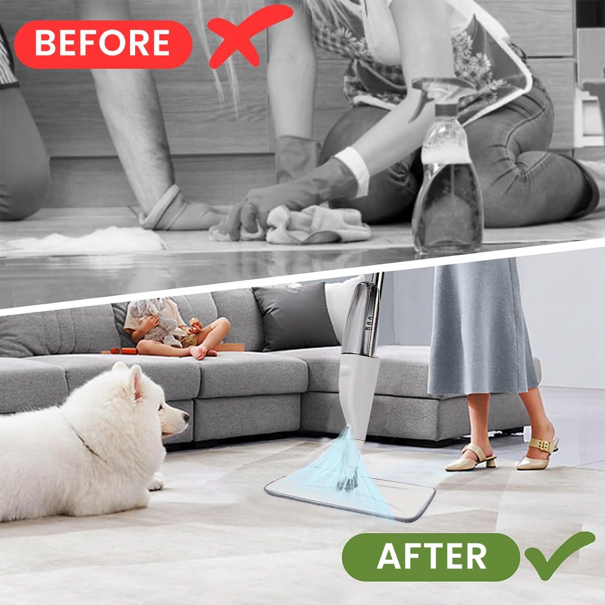 Mopa Para Piso Giratoria Spray De Limpieza Trapeador Aurora Blanco