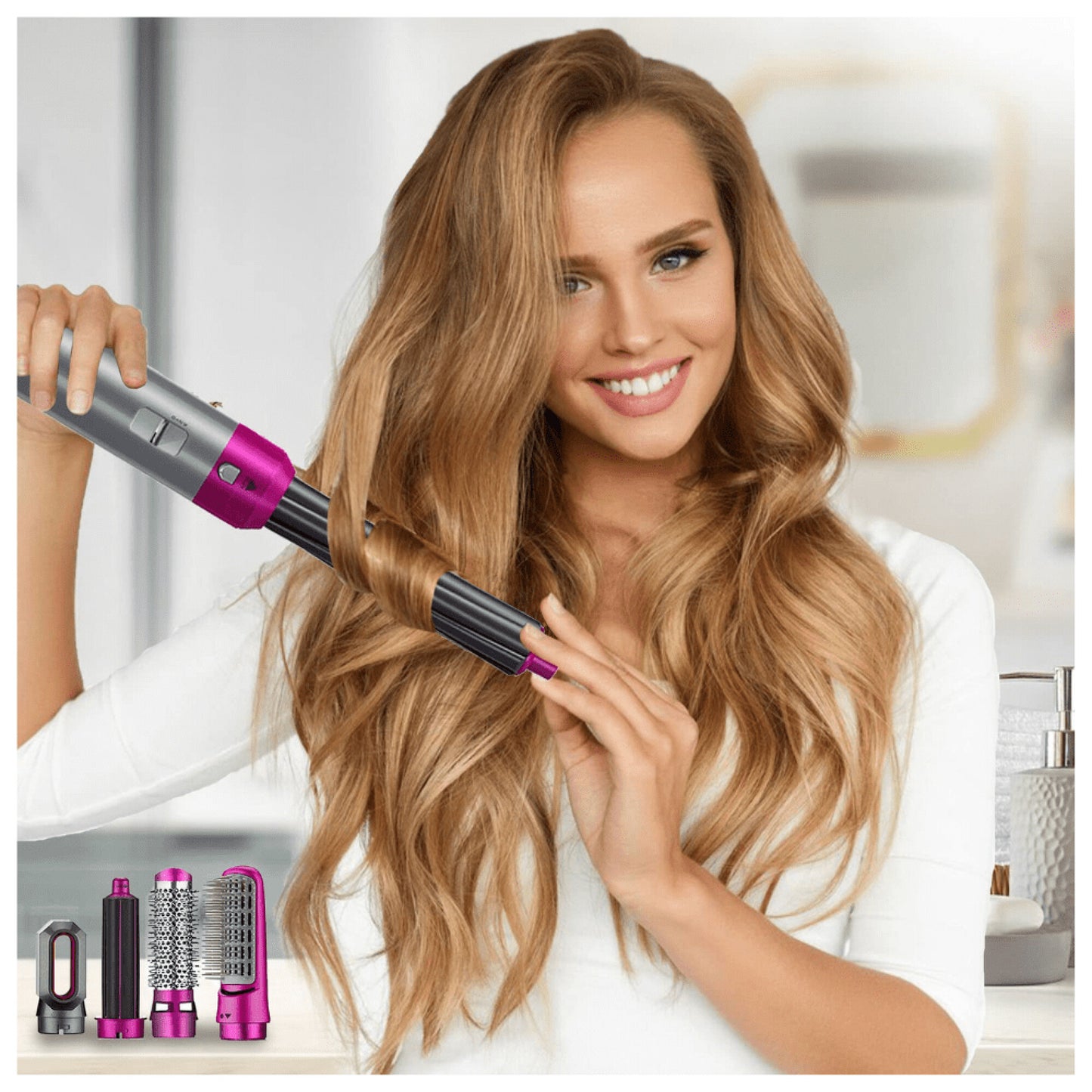 Modelador Secador Cepillo Alisador Rizador Anti Frizz 5 En 1