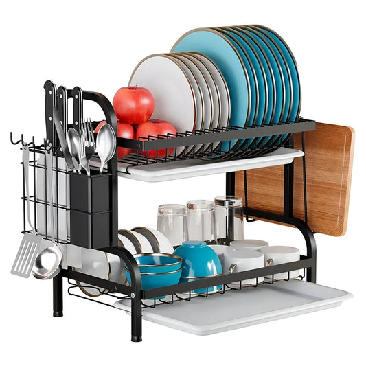 Escurridor De Platos 2 Niveles De Metal Acero Inoxidable