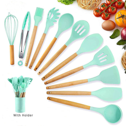 Set 12 Utensillos Cocina Silicona Varios Colores
