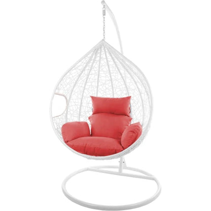 Hamaca Nido Colgante C/ Base Metal y Apoya Pie Jardín - Blanco