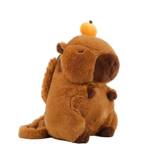 Mochila Capibara Peluche 30cm Con Bolsillo