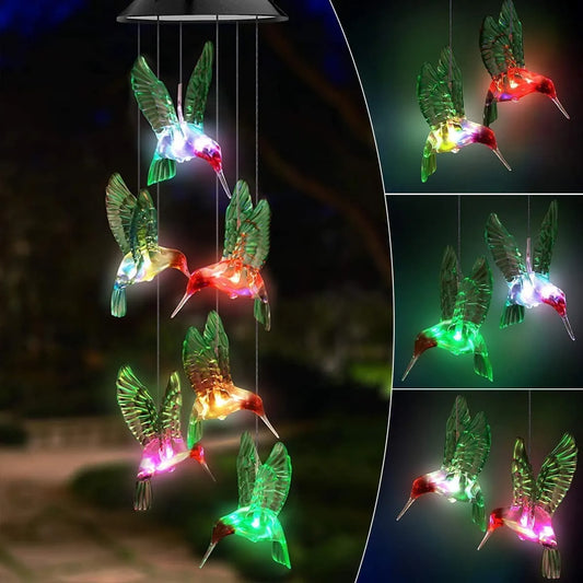 Llamador De Angeles Colgante Colibri Picaflor Carga Solar