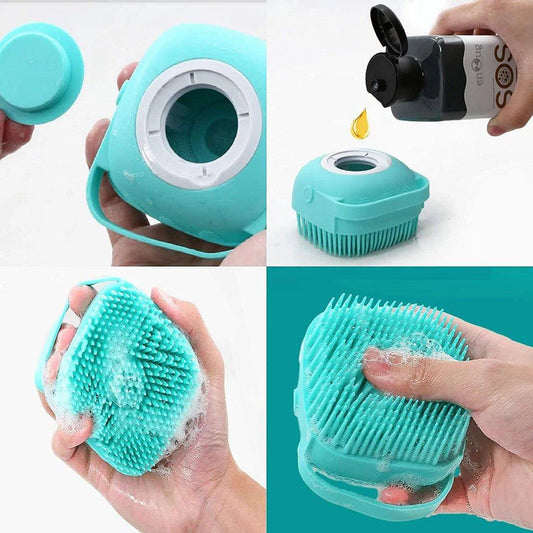 Cepillo para Bañar Mascotas con Dispensador de Jabón