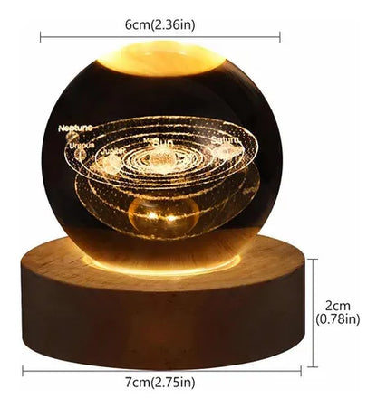 Lampara Veladora De Cristal Sistema Solar 6cm