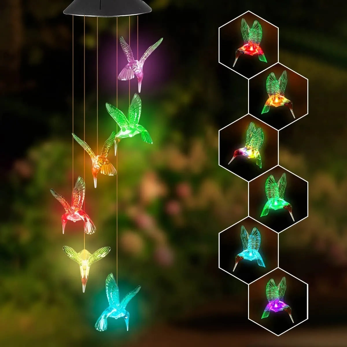 Llamador De Angeles Colgante Colibri Picaflor Carga Solar