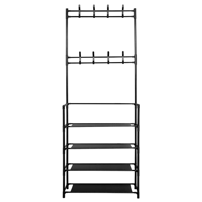 Perchero y Zapatero Metálico DecoTeam con 4 Niveles y 8 Ganchos Removibles, 80 x 30 x 154cm