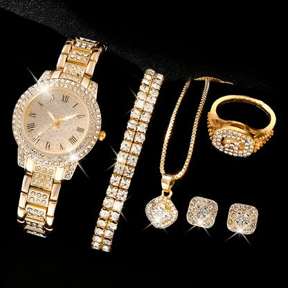 Conjunto de Reloj y Accesorios, 6 Piezas en Aleación de Alta Calidad - Dorado