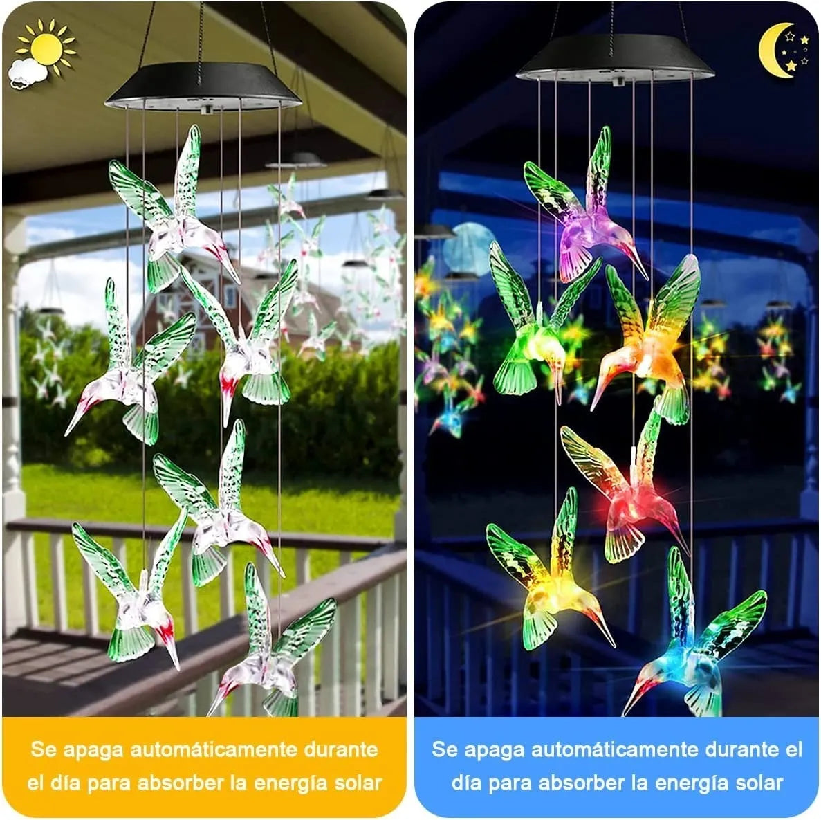Llamador De Angeles Colgante Colibri Picaflor Carga Solar