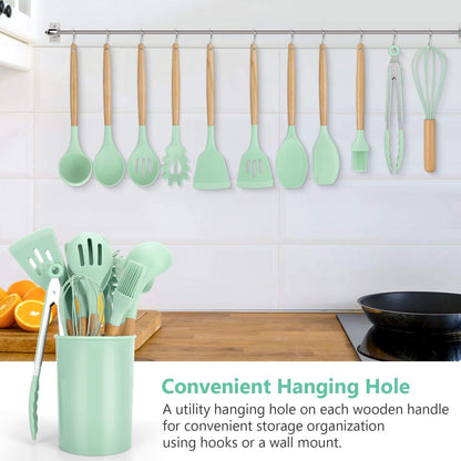 Set 12 Utensillos Cocina Silicona Varios Colores