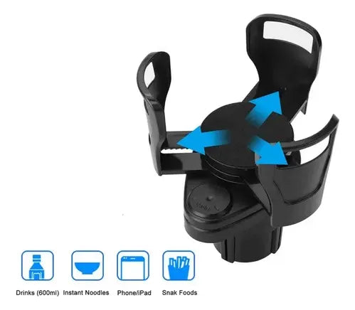 Soporte Porta Vaso Doble Para Auto Coche Universal Calidad Negro