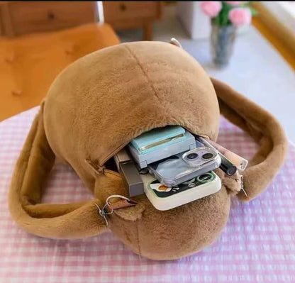 Mochila Capibara Peluche 30cm Con Bolsillo