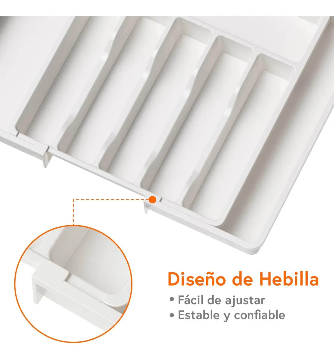 Organizador Cubiertos Extensible Cajon Utensilios Cubiertero Color Blanco