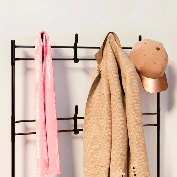 Perchero y Zapatero Metálico DecoTeam con 4 Niveles y 8 Ganchos Removibles, 80 x 30 x 154cm