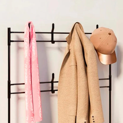 Perchero y Zapatero Metálico DecoTeam con 4 Niveles y 8 Ganchos Removibles, 80 x 30 x 154cm