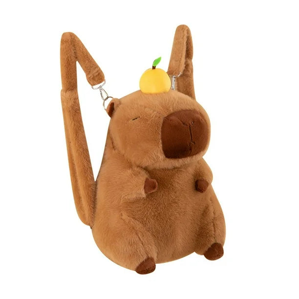 Mochila Capibara Peluche 30cm Con Bolsillo