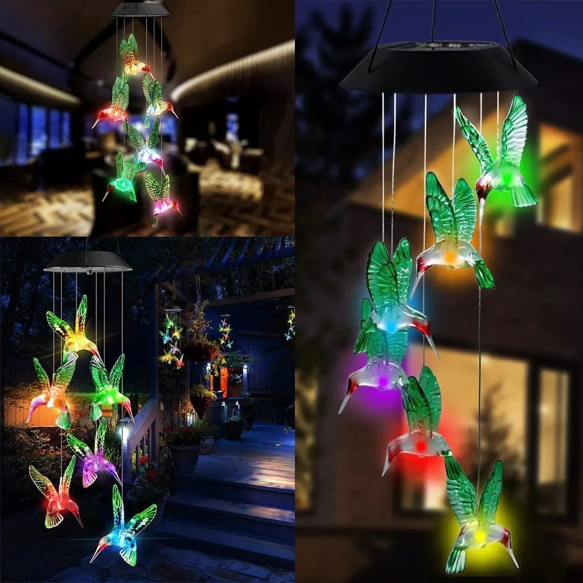 Llamador De Angeles Colgante Colibri Picaflor Carga Solar