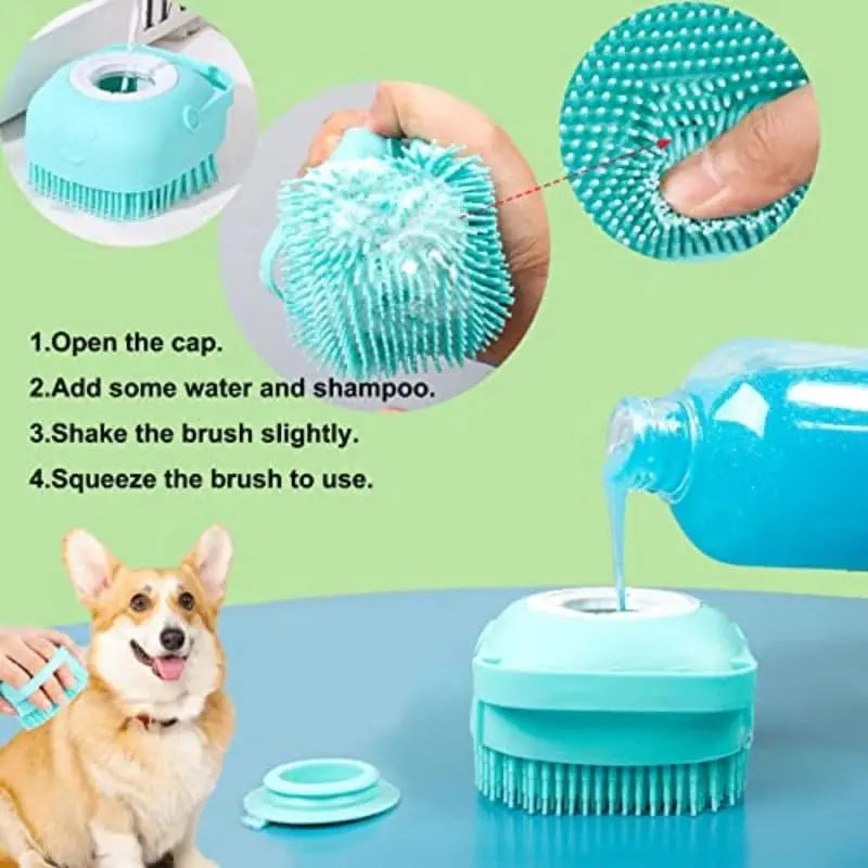 Cepillo para Bañar Mascotas con Dispensador de Jabón